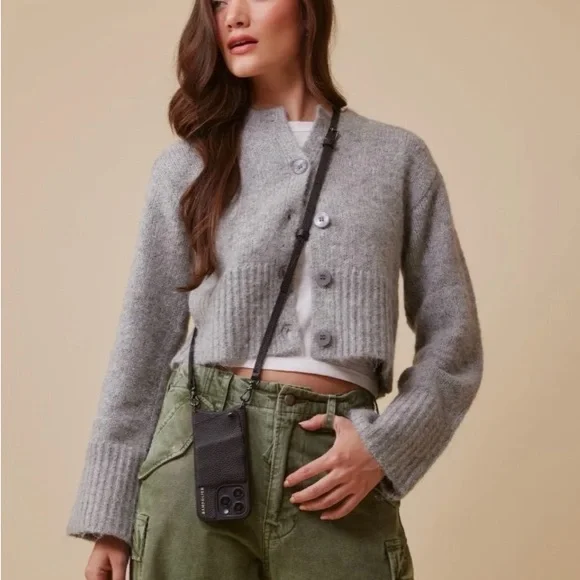 Bandolier Crossbody Phone Case Black Leather for iPhone 14 Pro - Picture 7 of 8